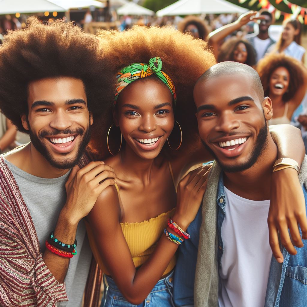 Young African Americans having fun at an outdoor event